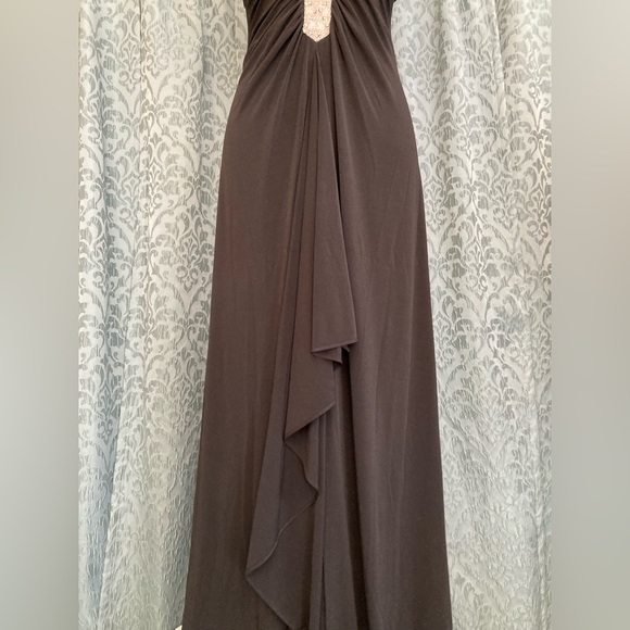 DAVID’S BRIDAL | Women’s Black With White Beaded Spaghetti Strap Formal Dress - Picture 5 of 8